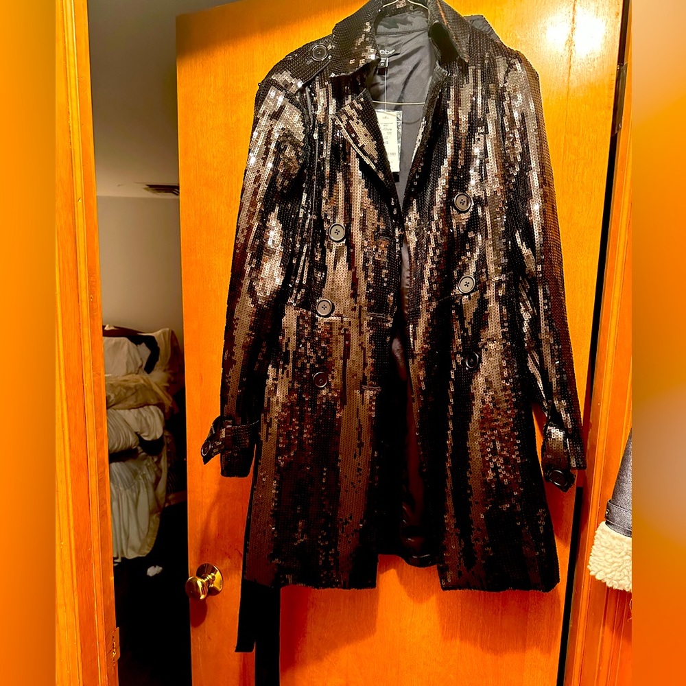 Bebe Sequin Trench Coat NWT